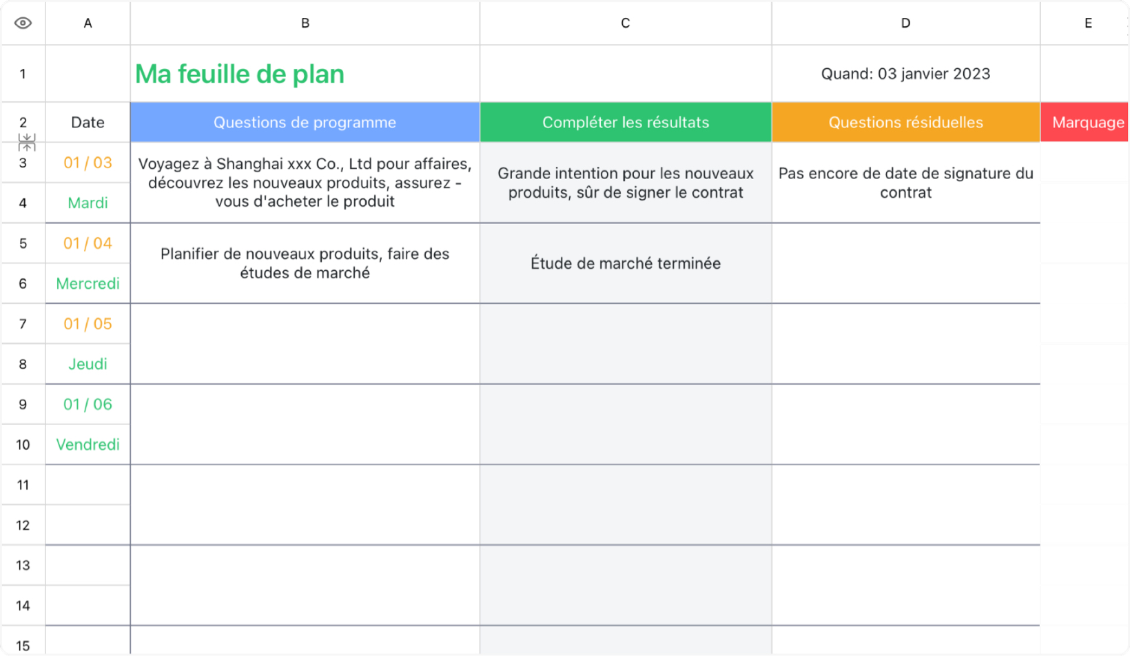 Ma feuille de plan
